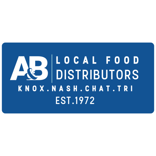Logo of A&B Local Food Distributors on a blue background