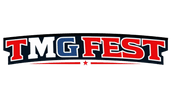 Logo with 'TMG FEST' text in red, white, and blue on a black background